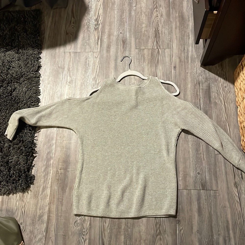 LOFT grey open shoulder sweater